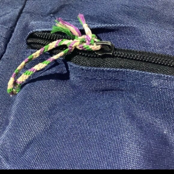 Vintage Arizona Jean Co Leather Bottom Backpack 15" x 12" Blue - Picture 7 of 10